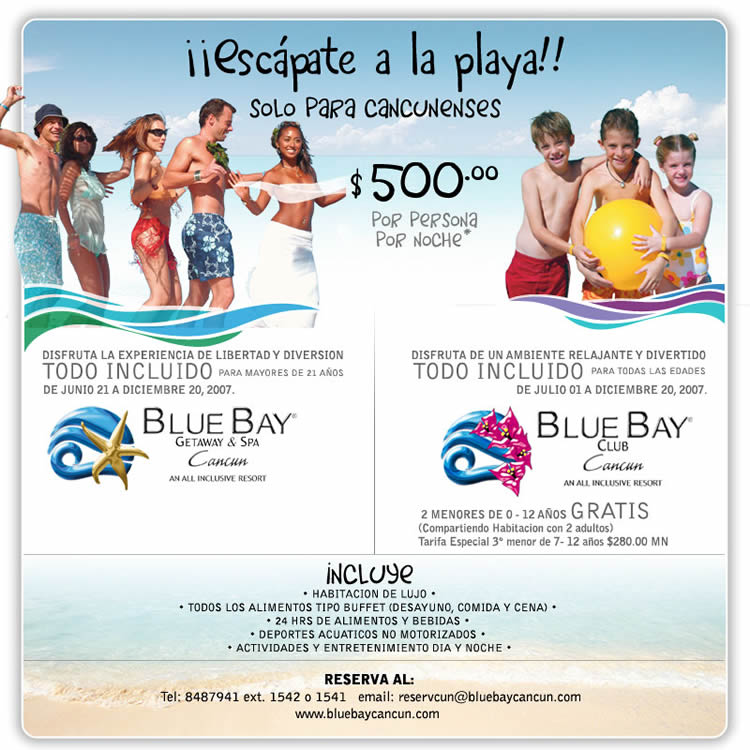 Blue bay Cancun familia y parejas